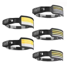 Kraftfull sensorstrålkastare LED COB Strong Light Strålkastare USB Återupptagbar induktion strålkastare Portabel utomhusjaktfiske Running Head Lamp