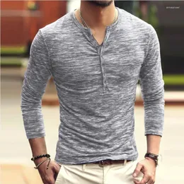 Men's T Shirts MRMT 2024 Brand Man's Shirt Comfortable Open Placket Slub Silk Men T-shirt Base Long Sleeve Slim Man Tops Tees For Male