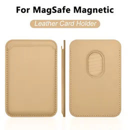 Lyx för MacSafe Magnetic Leather Wallet Fall för iPhone 13 12 11 14 Pro Max 15Pro S23 -korthållare Telefonpåse täcktillbehör