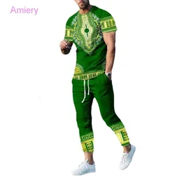2024 New Summer Tracksuit Men Ethnic Style Irish 3D Printed Men's Short Sleeved T-shirt And Long Pants 2 Pieces Set For Leisure