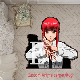 Personalizado anime tapete/tapetes motosserra homem makima para porta à prova dwaterproof água tapete de cozinha decoração do quarto tapete de oração muçulmano antiderrapante