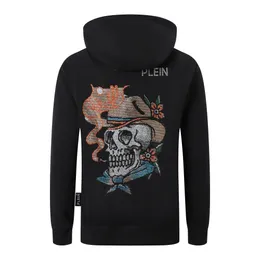 PLEIN BEAR Brand Men's Hoodies & Sweatshirts Warm Thick Sweatshirt Hip-Hop Loose Characteristic Personality PP Skull Pullover Rhinestone Luxury Men's Hoodie 2092