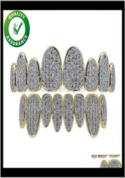 Zestaw biżuterii z zębami Grillz Hip Hop Mężczyzn Mężczyzny Kobiety Diamond Grill Luksusowy projektant Hiohop Bling Accessories Raper Fashion Charms M6632670