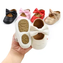 Citgeett 0-18m Baby Infant Girls Flat Shoes Bow Knot Solid First Walker 소프트 밑창 출생 유아 유아 소녀 공주 신발 240111