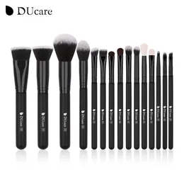 Borstar ducare 15st Black Makeup Borstes Set Eye Shadow Powder Foundation Concealer Cosmetic Brush Makeup Blending Beauty Tools