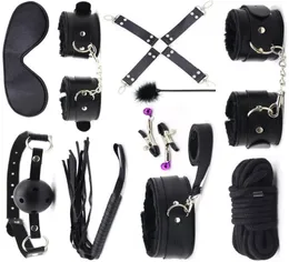 8 pçs kits fetiche cama restrições bondage couro de pelúcia sexy flertando brinquedos alternativos amarrados bdsm japonês bondage terno adulto sex3681247