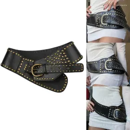 Belts 652F Hollow Out Metal Grommet Punk Girls Waist Belt Adjustable Buckle With Rivet