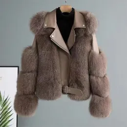 Faux pälsjacka kvinnor street lapptäcke lång ärm pu läder fluffig kvinnlig förtjockad kappa vinter lyxig löst dam outwear 240111