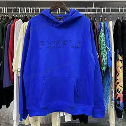 2023AW Purple Brand High Street Streetwear Women Men Men Bluz Bluzy Letter Naklejka wielokolorowa Bluzy Purple Hood