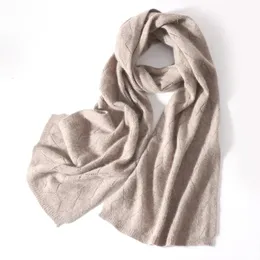 100% bufanda larga de lana pura para mujer tejida invierno otoño abrigo minimalista Hijabs cálido suave Cachemira Pashmina chal calentador de cuello femenino 240111