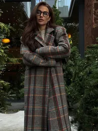 Модное шерстяное пальто полотняного переплетения с лацканами для женщин, свободное облегающее теплое пальто с длинными рукавами и одной грудью 2024, модное женское пальто для уличных вечеринок 240112
