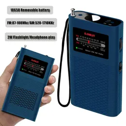 Radio tascabile Radio FM/AM Ricevitore portatile dual band 18650 Radio ricaricabile con torcia/Jack da 3,5 mm/Antenna lunga 40 cm