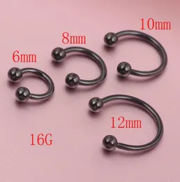 Anodized BLACK Horseshoe Bar Lip Nose Septum Ear Ring Various Sizes available Piercing Nose Body jewelry4908597