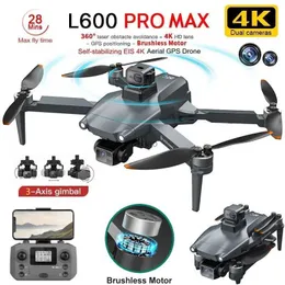 DRONS L600 PRO MAX DRONE 4K TRE-AXIS PTZ HD Dual Camera Laser Hinder Undvikande Borstless Motor GPS 5G WiFi RC FPV Quadcopter Toys