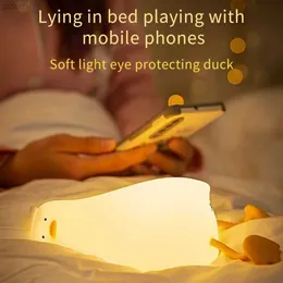 Night Lights LED Night Lamp Duck Silicone Animal Lights Night Light Touch Sensor Decorative Lamp Cartoon Bedside Small Table Lamp Xmas Gift YQ240112