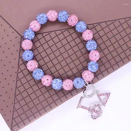 Charme pulseiras gota venda bebê rosa azul cristal contas amor letras gregas grupo gama phi delta sociedade pulseira ajustável