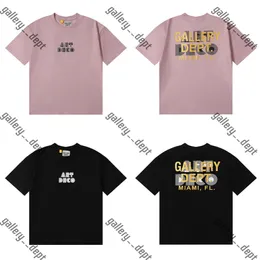 Galleries Dept Harajuku 24SS Vintage Washed Letters Printed Art Deco Logo T Shirt Loose Overdized Hip Hop Unisex Short Sleeve Tees Tih