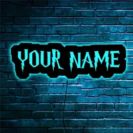 Night Lights Personalized LED Wood Wall Light Custom Gamer Tag/Username/Text Neon Sign Night Lamp for Home Living Room Game Room Decoration YQ240112