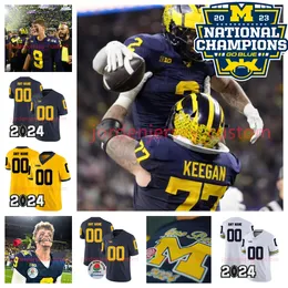 94 Kris Jenkins Campionato nazionale Michigan Wolverines Maglie da calcio 1 Roman Wilson 0 Mike Sainristil 2 Blake Corum 9 J. J. McCarthy 12 Chris Evans 65 ZINTER