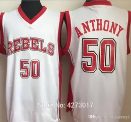 네바다 라스 베이거스 대학교 50 Greg Anthony College Jerseys Unlv University 농구 자수 팀 Red White3427388