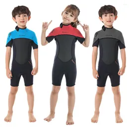 Women's Swimwear 2.5MM Neoprene Diving Suit Children's One Piece Swimming Sun Protection Short Sleeve Surfing Water Sports