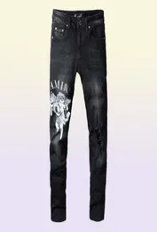 MEN039S Jeans Amri Yırtık Pantolon Moda Hip Hop Giyim Versiyonu Sonbahar Kış Maddesi Yüksek Sokak Düzenli Cupid Basılı Mektuplar Büyük S8994672