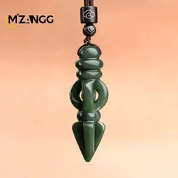 Pendants Natural Hetian Jade Down Magic Pestle Ink Jade Pendant Upscale Atmospheric Men's Jade Necklace Jewelry Lucky Amulet Gift