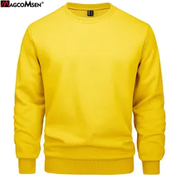 Magcomsen 남자 양털 크루 넥 스웨트 셔츠 긴 슬리브 가벼운 풀오버 가을 겨울 기본 따뜻한 따뜻한 후드 후드 스트리트웨어 240112