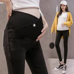 Niedrige Taille Frauen Umstandsjeans Kleidung für Schwangere Elastische dünne Bleistiftfüße Schwangerschaftshosen Denim Skinny Hosen 240111