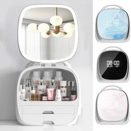 Sets Usb Smart Highend Cosmetic Storage Nordic Led Mirror Makeup Storage Box Household Drawer Lipstick Brush Holder Jewelry Holder