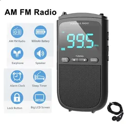 Radio Outdoor motion AM FM Personal stereo radio rechargeable Mini FM headphone jack clock alarm pocket radio for Weather broadcast