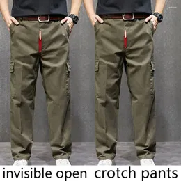 Мужские брюки невидимые с открытой промежностью из чистого хлопка, свободные и утолщенные, износостойкие, против ожогов, удобные полевые брюки для пар