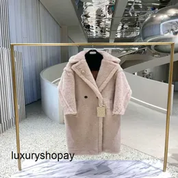 Maxmaras Teddy Bear Coat Женские кашемировые пальто Итальянская коллекция Maxmaras Осень и зима Teddy Bear Свободное пальто с лацканами из альпаки для женской одежды