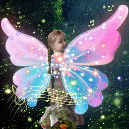 Asas de borboleta de fada elétricas recarregáveis com luzes LED - Acenda asas de borboleta em movimento com música DIY