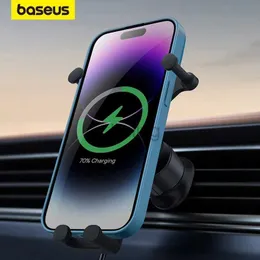 Cell Phone Mounts Holders Baseus Car Phone Holder Wireless Charger Car Charger for Air Vent Mount Fast Charging For iPhone 12 13 14 Support Xiaomi Huawei zln240112