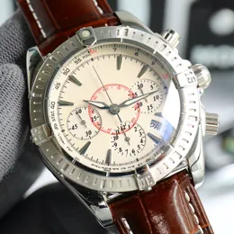 Mens Watch Designer Watches B01 Kronograf İzle Paslanmaz Çelik Kadran 45mm Deri Kayış Safir Aydınlık Moda Saatleri