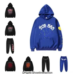 Ucuz Toptan Örümcek Kapüşonlu SP5der Young Thug 555555 Angel Pembe Kırmızı Kapüşonuk Pantolonlar Erkekler SP5Ders Baskı Sweatshirts En Kalite Birçok Renk 9p42