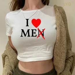 Eu me amo não homens engraçado coração vermelho moda o pescoço festa t camisa yk roupas femme feminino topo de colheita harajuku bebê camiseta verão