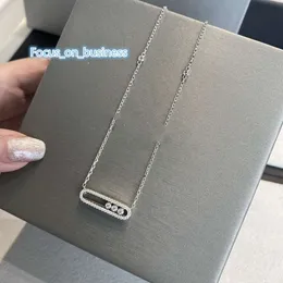 Luxury Pendant Necklace Top S925 Sterling Silver Link UNO MOVE varumärkesdesigner tre Moverble Zircon Hollow Square Charm Short Chian Choker för kvinnors smycken