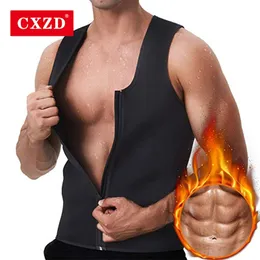 CXZD Homens Cintura Trainer Colete Neoprene Espartilho Compressão Suor Corpo Shaper Emagrecimento Camisa Terno de Treino 240112