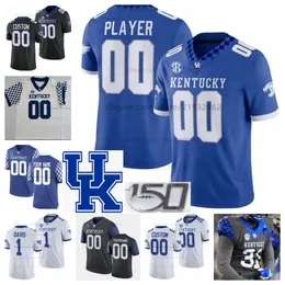 커스텀 켄터키 대학 축구 NCAA 150th Jersey 모든 이름 번호 Devin Leary Ray Davis 26 Benny Snell Jr 41 Josh Allen Jared Lorenzen George Blanda