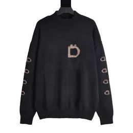 Berömd designer trendig tryck graffiti bokstäver avslappnad krage tröja för män och kvinnor lösa och mångsidiga runda hals långärmad pullover ulltröja