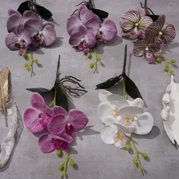 Stampa 3D Phalaenopsis Piccolo Singolo 3 Phalaenopsis Decorazione domestica Nastro Decorazione floreale Pittura a olio Fiore di seta XW