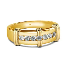 Anéis e faixas de ouro amarelo na moda para mulheres luxo festa de casamento jóias passar teste de diamante delicado meninas presente venda 240112