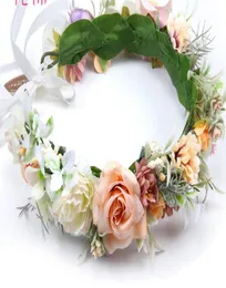 Children039S Day Pageant Crown pannband Böhmen Style Girls Simulation Flowers Wreath Bridal Stereo Flowers Beach Holiday Garl2870450