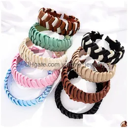 Colorf Fashion Weave Braided Wide Headband Girls Beautif Solid Color Hair Hoop Korean Style Accessories For Drop Delivery Dhmv7