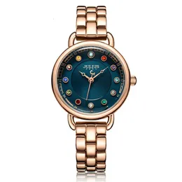 Julius Lady Women's Watch MIYOTA Fashion Hours Colorful Birthstone Bracelet Business Clock Girl's Birthday Valentine Gift Box 240112