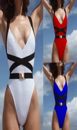 J07 Schnalle Bikini Mujer Monokini Sexy weiblichen Badeanzug ein Stück High Cut Badeanzug Frauen Badegäste Push-up Bademode 2019 new6400585
