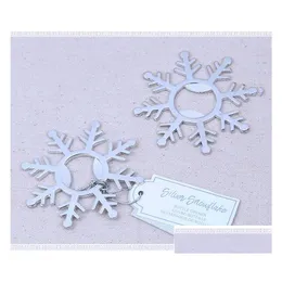 Openers 100Pcs/Lot Addwinter Wedding Favors Sier Snowflake Wine Bottle Opener Party Giveaway Gift For Drop Delivery Home Garden Kitche Dhdxr