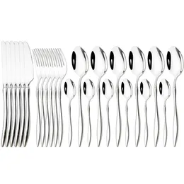 Silver Dinnerware Set 18/10 Stainless Steel Tableware Luxury Cutlery Set Vintage Quality Knife Forks Dining Dinner Set Western 240113